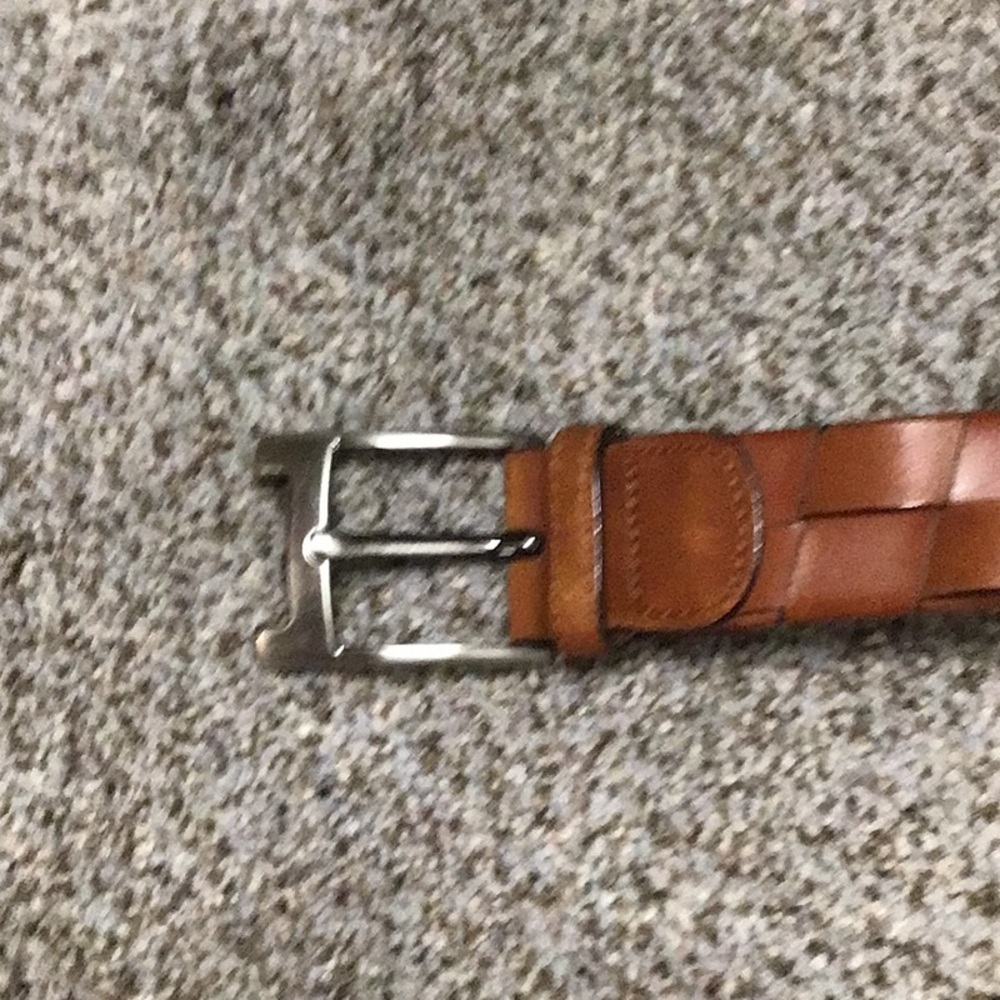 Tommy Bahamas woven belt. Made in Spain.  Medium brown leather - Picture 3 of 4